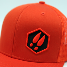 Load image into Gallery viewer, DeerCast Logo Orange Richardson Snapback Hat
